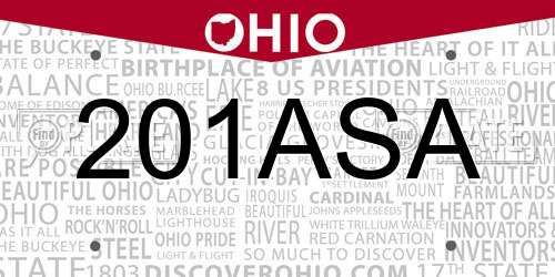 201ASA Ohio License Plate