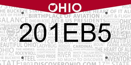 201EB5 Ohio License Plate