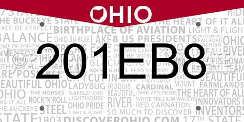 201EB8 Ohio License Plate