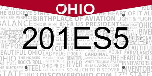 201ES5 Ohio License Plate