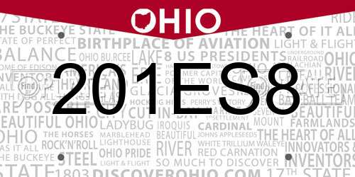 201ES8 Ohio License Plate