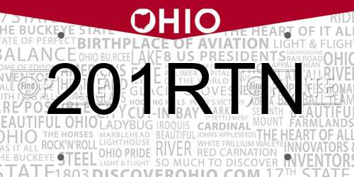 201RTN Ohio License Plate