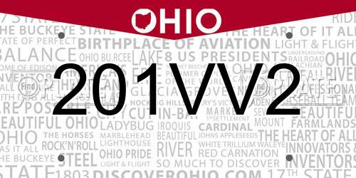 201VV2 Ohio License Plate