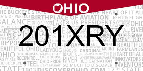 201XRY Ohio License Plate