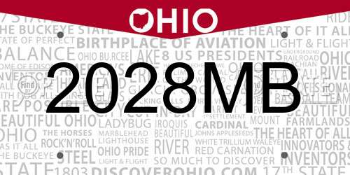 2028MB Ohio License Plate