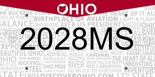 2028MS Ohio License Plate
