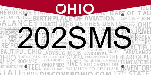 202SMS Ohio License Plate