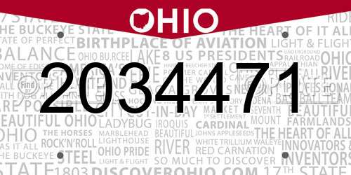 2034471 Ohio License Plate