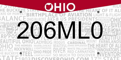 206ML0 Ohio License Plate