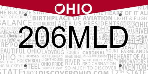 206MLD Ohio License Plate