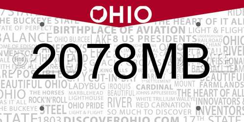 2078MB Ohio License Plate