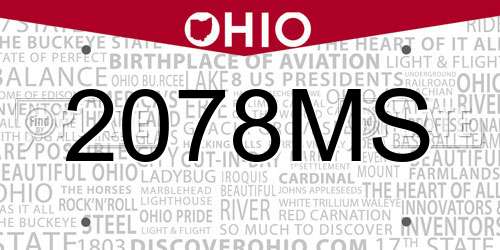 2078MS Ohio License Plate