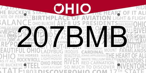 207BMB Ohio License Plate