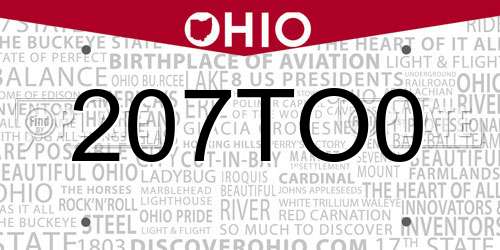 207TO0 Ohio License Plate