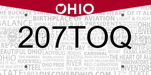 207TOQ Ohio License Plate