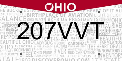 207VVT Ohio License Plate