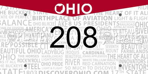 208 Ohio License Plate