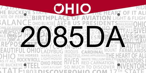 2085DA Ohio License Plate
