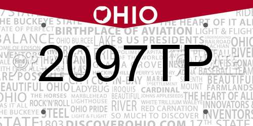 2097TP Ohio License Plate