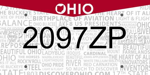 2097ZP Ohio License Plate