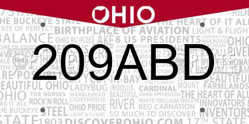 209ABD Ohio License Plate