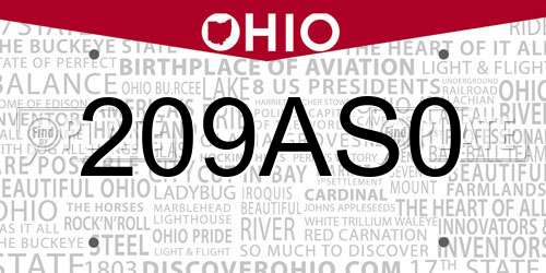 209AS0 Ohio License Plate