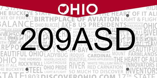 209ASD Ohio License Plate