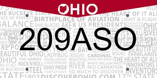 209ASO Ohio License Plate