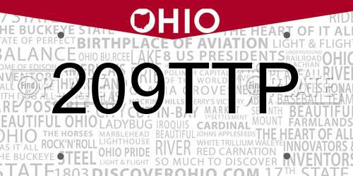 209TTP Ohio License Plate