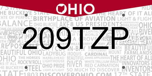 209TZP Ohio License Plate