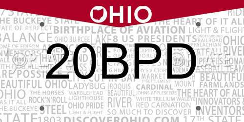20BPD Ohio License Plate