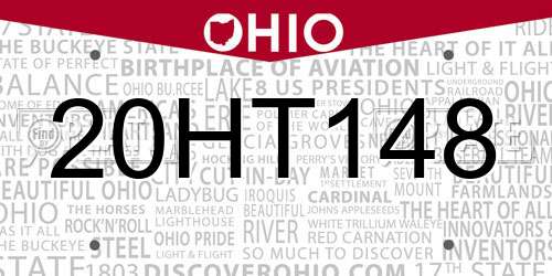 20HT148 Ohio License Plate
