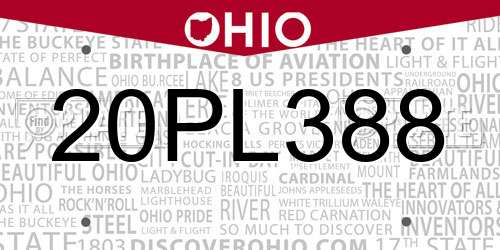 20PL388 Ohio License Plate