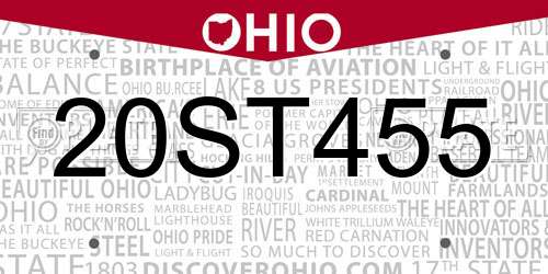 20ST455 Ohio License Plate
