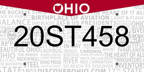 20ST458 Ohio License Plate