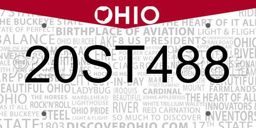 20ST488 Ohio License Plate
