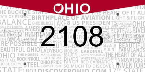 2108 Ohio License Plate