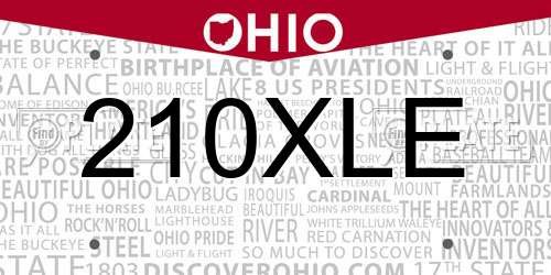 210XLE Ohio License Plate