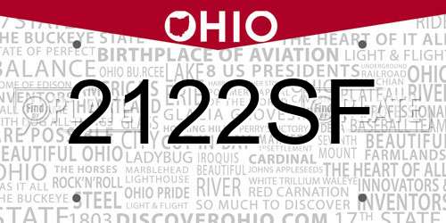 2122SF Ohio License Plate