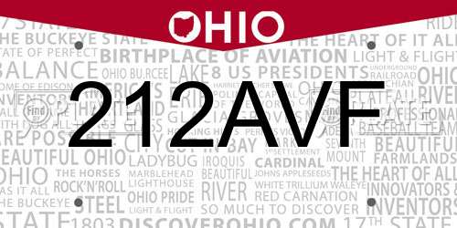 212AVF Ohio License Plate