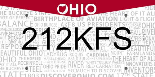 212KFS Ohio License Plate