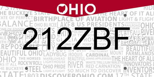 212ZBF Ohio License Plate