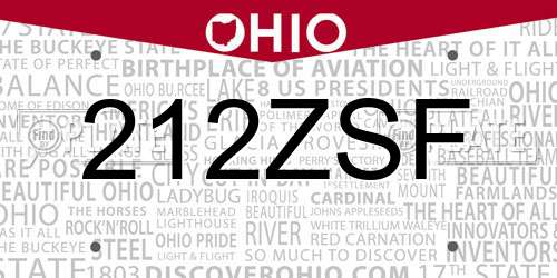 212ZSF Ohio License Plate