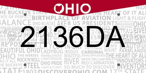 2136DA Ohio License Plate