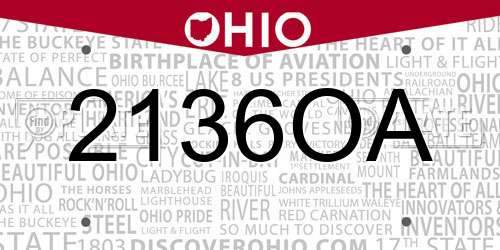 2136OA Ohio License Plate