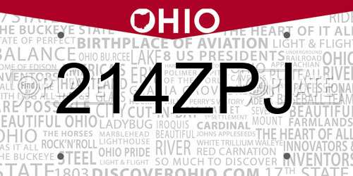 214ZPJ Ohio License Plate
