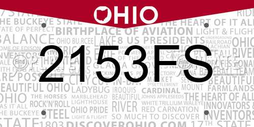 2153FS Ohio License Plate