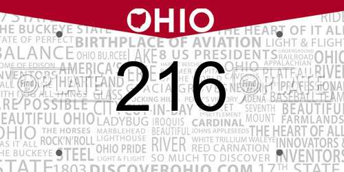 216 Ohio License Plate