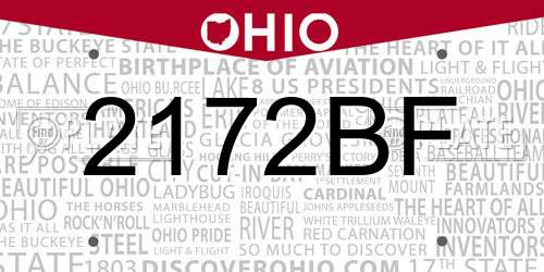 2172BF Ohio License Plate