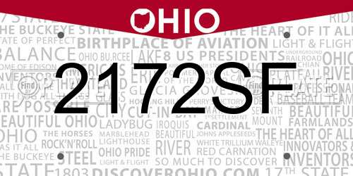 2172SF Ohio License Plate